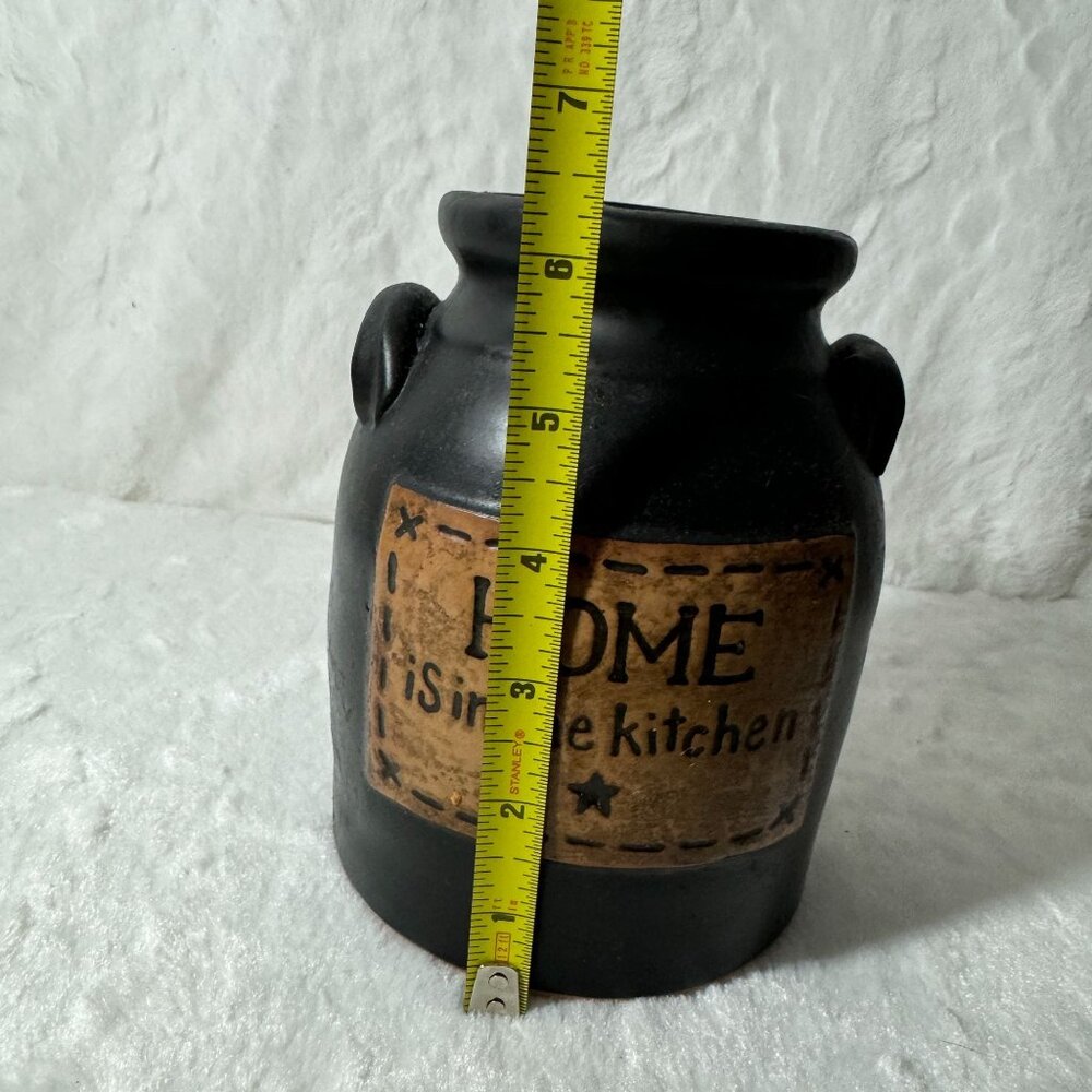 Country Charm Terracotta Kitchen Utensil Holder "Home Is In The Kitchen" Quote - Picture 4 of 5